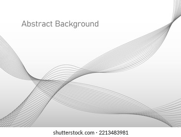 Abstrakter Wellenhintergrund, florierende Wellenlinie, graue Farbe auf grauem Farbverlauf-Hintergrund Illustration, Zukunftstechnologie-Konzeptvorlage für Hintergrund, Website-Banner, Präsentationsfolie, Poster
