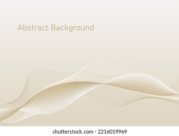 Abstract wave background, flowing wave line gold color on gold gardient background Illustration, future technology concept template for backdrop, website banner, presentation slide, poster