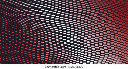 Fondo abstracto de la ola. Futurista estampado retorcido. Vector textura moderna de arte pop óptico para afiches, tarjetas de visita, portada, maqueta de etiquetas, disposición de pegatinas