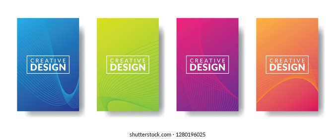 Abstract wave background gradient with wave lines, gradient blue, green, purple, orange color for brochure or cover, background vector design template