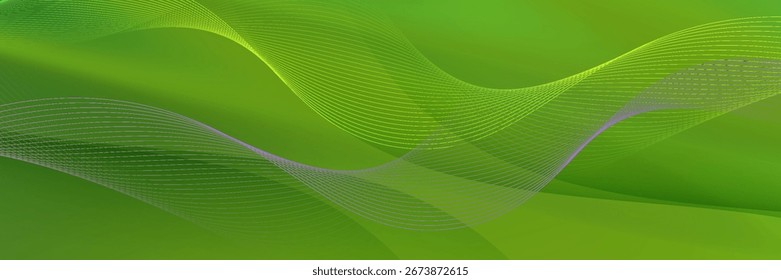 Fundo de onda abstrato com cor verde. Composição de curva dinâmica.eps10