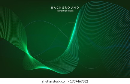 Abstract wave background. Green. Element for design. Digital frequency track equalizer. Stylized line art.  Curved wavy line smooth stripe Vector