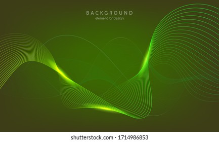 Abstract wave background. Green. Element for design. Digital frequency track equalizer. Stylized line art.  Curved wavy line smooth stripe Vector