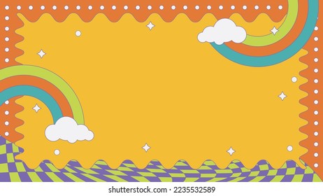Abstract wave background in groovy style with retro vector illustration decoration, color-changeable and suitable for any project design.