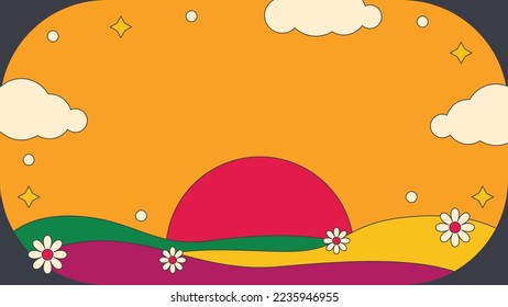 Abstract wave background in groovy style with retro vector illustration decoration, color-changeable and suitable for any project design.