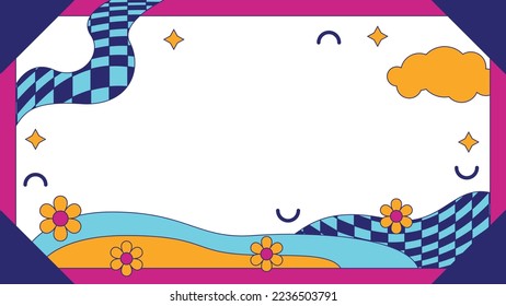 Abstract wave background in groovy style with retro vector illustration decoration, color-changeable and suitable for any project design.