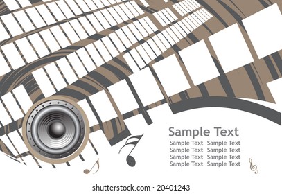 abstract wave background with grunge music note background