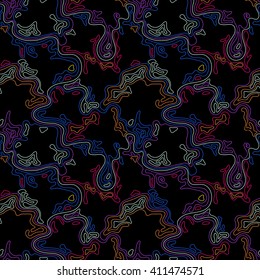 Abstract wave background, hand drawn seamless pattern, dark lines background, Eps 8
