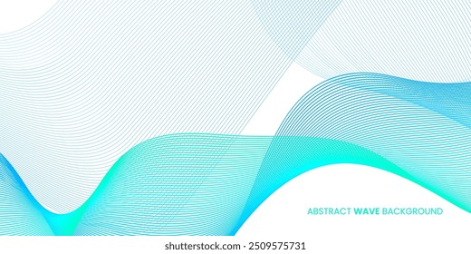 Fondo de onda Abstractas en colores verde claro y azul. Fondo de concepto futurista con líneas onduladas que fluyen. Bueno para folleto, volante, Anuncio, cartel, cubierta.