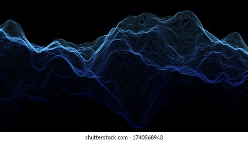Abstract wave background. Music or sound illustration. Big data technology. Artificial intelligence concept. Network visualisation.