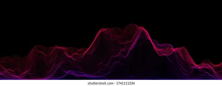 Abstract Wave Background. Music Or Sound Illustration. Big Data Technology. Artificial Intelligence Concept. Network Visualisation.