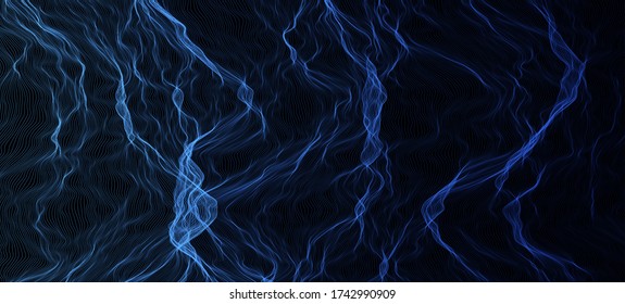 Abstract wave background. Music or sound illustration. Big data technology. Artificial intelligence concept. Network visualisation.