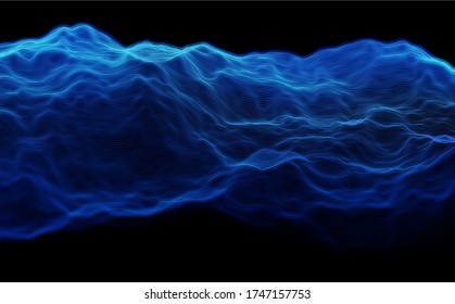 Abstract wave background. Music or sound illustration. Big data technology. Artificial intelligence concept. Network visualisation.