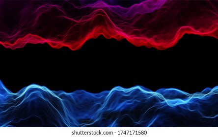 Abstract wave background. Music or sound illustration. Big data technology. Artificial intelligence concept. Network visualisation.