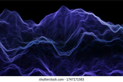 Abstract wave background. Music or sound illustration. Big data technology. Artificial intelligence concept. Network visualisation.