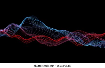 Abstract wave background. Music or technology concept illustration. Vector line design.