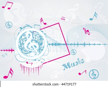 abstract wave background with musical notes, vrcto llustration
