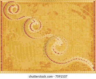 Abstract wave background with natural grunge textures, pearls and gemstones. No Gradients.
