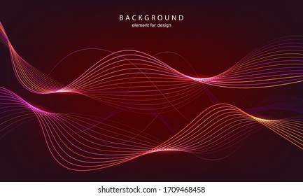 Abstract wave background. Pink. Element for design. Digital frequency track equalizer. Stylized line art.  Curved wavy line smooth stripe Vector