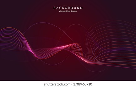 Abstract wave background. Pink. Element for design. Digital frequency track equalizer. Stylized line art.  Curved wavy line smooth stripe Vector