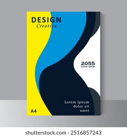 Cartaz de fundo de onda abstrata e design de vetor de capa, modelo de cobertura de estilo minimalista, modelo de brochura geométrica, Banner. Cartaz. Relatório, Panfleto, Revista, Diário, Boletim Informativo, Vetor