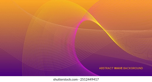 Abstract wave background in purple and yellow colors. Futuristic concept background with flowing wavy lines. Good for brochure, flyer, banner, poster, cover.