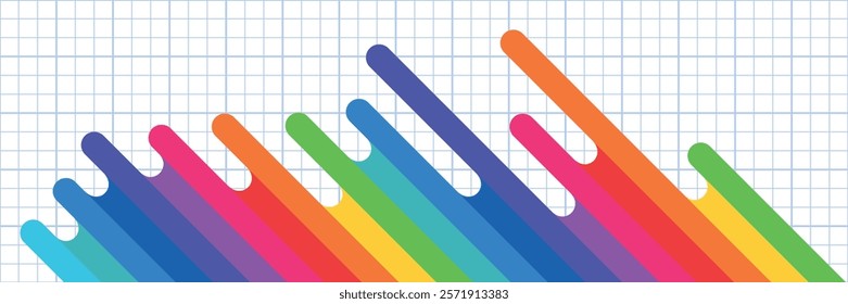 abstract wave background with rainbow in lgbt style. notebook school paper sheet