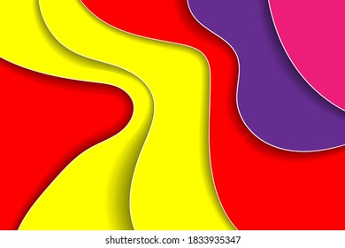 Abstract wave background in red, yellow, ping, purple, vector illustration