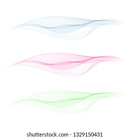 Abstract wave background. Set of vector transparent waves.