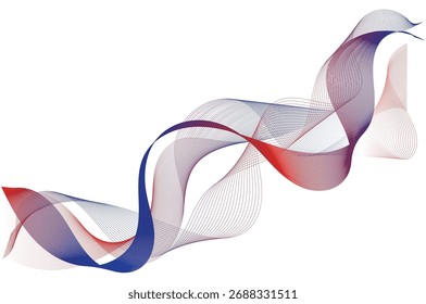 Abstract wave background with smooth flowing lines in red, purple, and blue gradient tones. Dynamic modern design ideal for banners, posters, templates, and digital presentations.