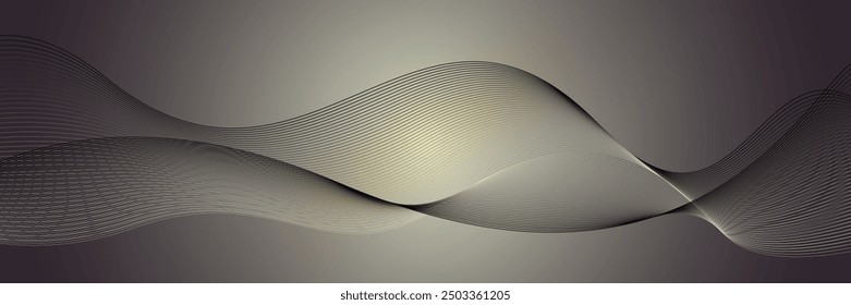 Fondo de onda Abstractas con un gradiente suave. Líneas fluidas en tonos grises, beige y sutiles dorados crean un diseño elegante y moderno. Perfecto para tecnología, negocios o proyectos creativos.