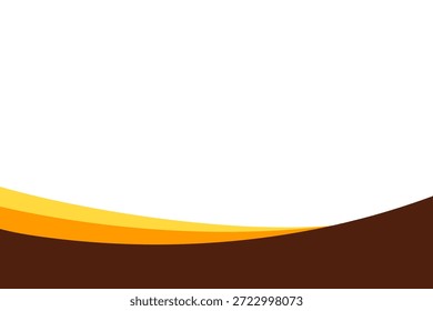 Abstract wave background with smooth layered curves in yellow, orange, and brown tones on a clean white space. Modern minimal design suitable for branding, banners, posters, presentations, web design, and corporate or creative layouts.