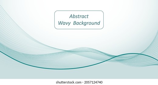 Abstract wave background. Teal undulate wave swirl swoosh, flowing sea water, air wind, dynamic smooth curve lines. Modern trendy design for banner. Vector illustration