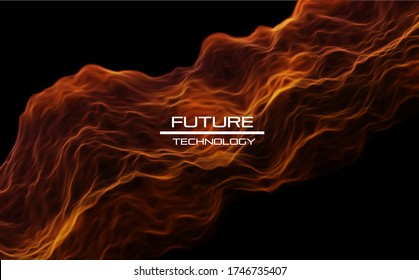 Abstract wave background. Technology big data illustration. Music or sound equalizer visualisation. Artificial intelligence concept. Network visualisation.