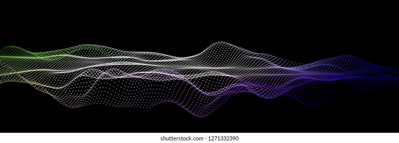 Abstract wave background. Technology style with dots. Network concept with particles.