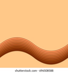 Abstract wave background template from curved stripes in brown tones - vector stationery graphic design with shadow effect