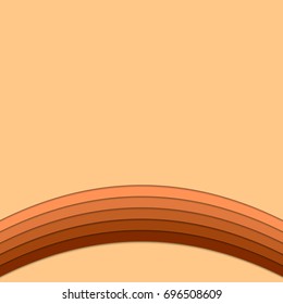 Abstract wave background template from curved stripes in brown tones - vector stationery graphic design with shadow effect