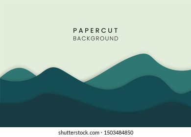 Abstract wave background template with paper cut style. Papercut design layout use for banner, business, presentation, flyer, poster, print, card, brochure design, and more.