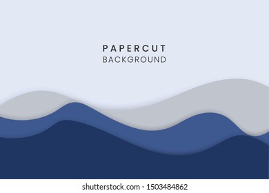 Abstract wave background template with paper cut style. Papercut design layout use for banner, business, presentation, flyer, poster, print, card, brochure design, and more.