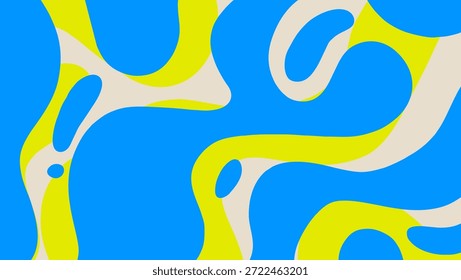 Fondo abstracto de la onda en tres colores, amarillo, azul y blanco	
