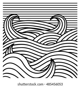 Abstract wave background. Vector hand drawn decorative abstract wave ornamental