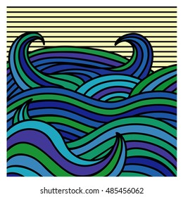 Abstract wave background. Vector hand drawn decorative abstract wave ornamental 