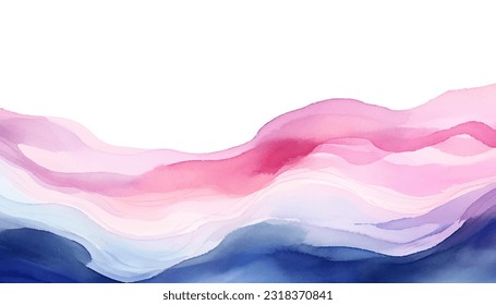 Abstract wave background. Vector illustration. Can be used for advertisingeting, presentation. Watercolor background. Blue, navy, indigo and pink, rose, blush colored waves.