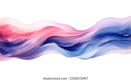 Abstract wave background. Vector illustration. Can be used for advertisingeting, presentation. Watercolor background. Blue, navy, indigo and pink, rose, blush colored waves.