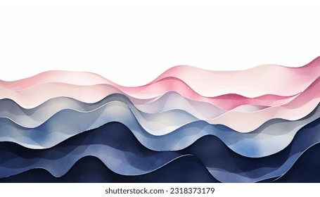 Fondo abstracto de la ola. Ilustración vectorial. Se puede usar para publicidad, presentación. Fondo acuarela. Azul, marina, índigo y rosa, rosa, olas de color ruidoso.