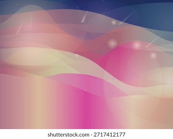 Ilustración vectorial de fondo de onda Abstractas con vibrantes capas de degradado rosa, magenta y azul con sutiles efectos de luz. Este moderno diseño de Fondo de pantalla ofrece flujo dinámico y espacio de copia.