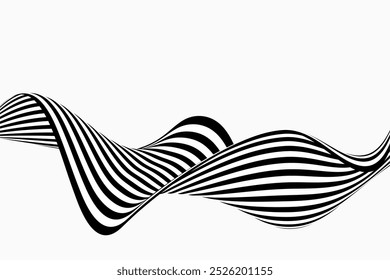 Abstract wave background waves, black and white wavy stripes or lines , background illusion.