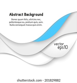 Abstract wave background, white, vector illustration