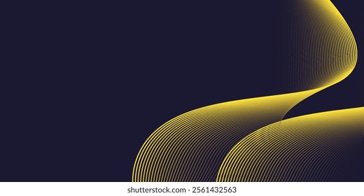 Abstract wave background with yellow line color element. Dynamic wave pattern. Modern flowing wavy lines. Futuristic technology concept. Suit for banner, poster, cover, brochure, flyer