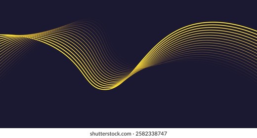 Abstract wave background with yellow line color element. Dynamic wave pattern. Modern flowing wavy lines. Futuristic technology concept. Suit for banner, poster, cover, brochure, flyer, website